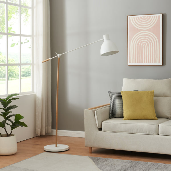 Stehleuchte Banchory Metall 163 cm Holzoptik/Weiß [lux.pro]