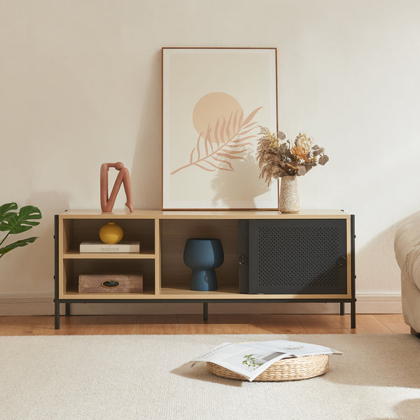 TV Schrank Tysnes 120x40x45 cm Eichenoptik/Schwarz [en.casa]