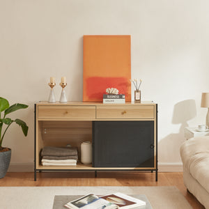 Fernsehschrank Tysnes 120x40x75 cm Eiche/Schwarz [en.casa]