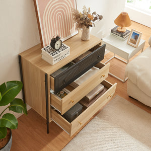 Kommode Tysnes mit 3 Schubladen 80x80x40 cm Eiche/Schwarz [en.casa]