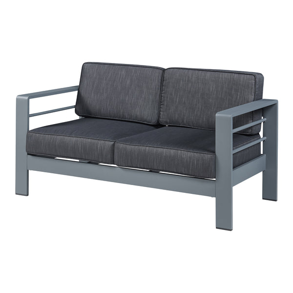 2-Sitzer Outdoor-Sofa Avise Aluminium Dunkelgrau [casa.pro]