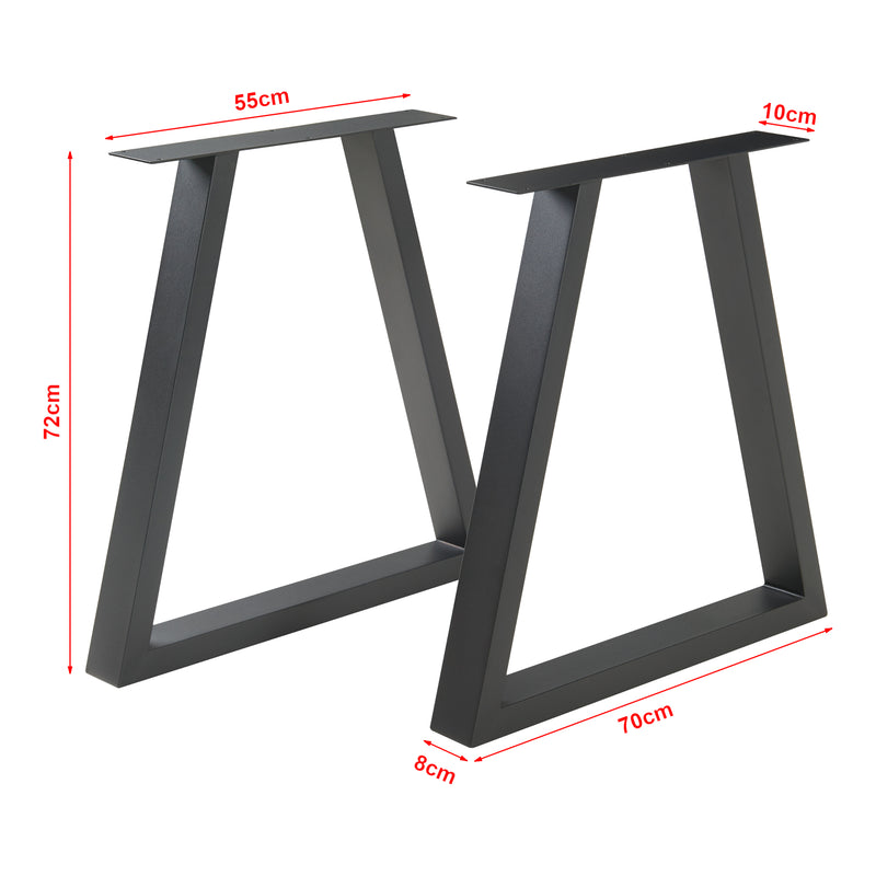 Maßskizze Tischgestell 2er Set Lyngby 72x55/70cm Schwarz [en.casa]