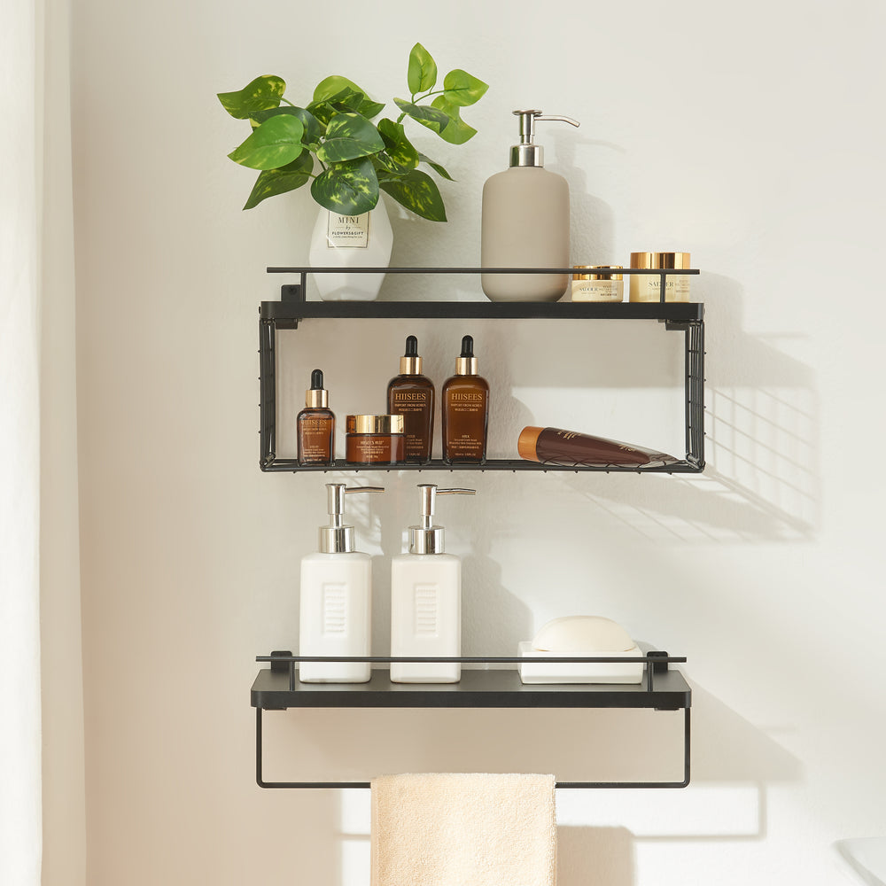 Wandregal Vik 2er Set Schwarz [en.casa] - premiumXL