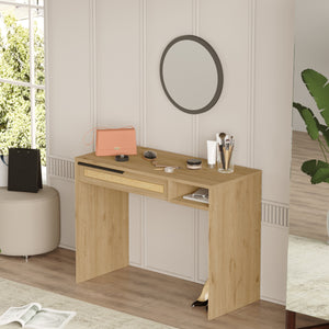 Schminktisch Kvænangen 100x45x75 cm Eiche/Rattanoptik [en.casa]