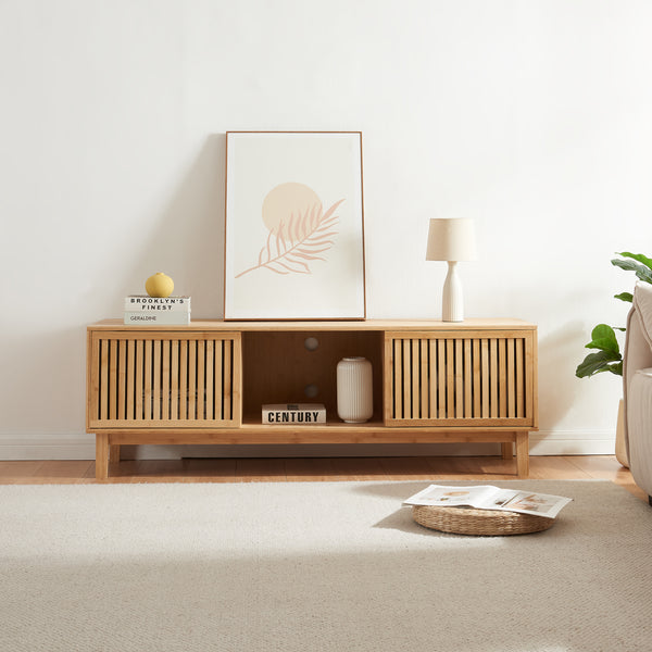 Fernsehschrank Ypäjä 150x42x50 cm Bambus Natur [en.casa]