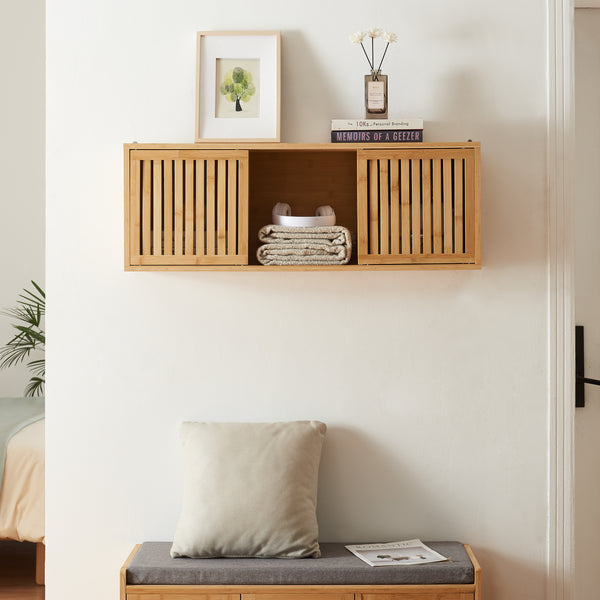 Wandregal Ypäjä 93x20x33 cm Bambus [en.casa]