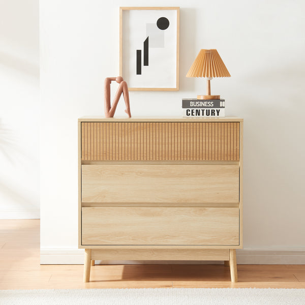 Kommode Landskrona 80x80x40 cm mit 3 Schubladen Eicheoptik [en.casa]