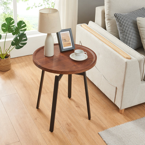 Beistelltisch Mippeena 54xØ50 cm Schwarz/Walnuss [en.casa]