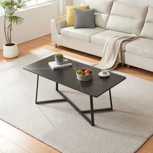 Couchtisch Riskiften 120x60x48 cm Marmoroptik, schwarz [en.casa]