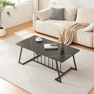 Couchtisch Nospoo 120x60x46 cm Marmoroptik, schwarz [en.casa]