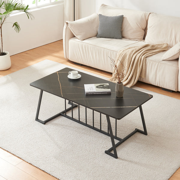 Couchtisch Nospoo 120x60x46 cm Marmoroptik, schwarz [en.casa]