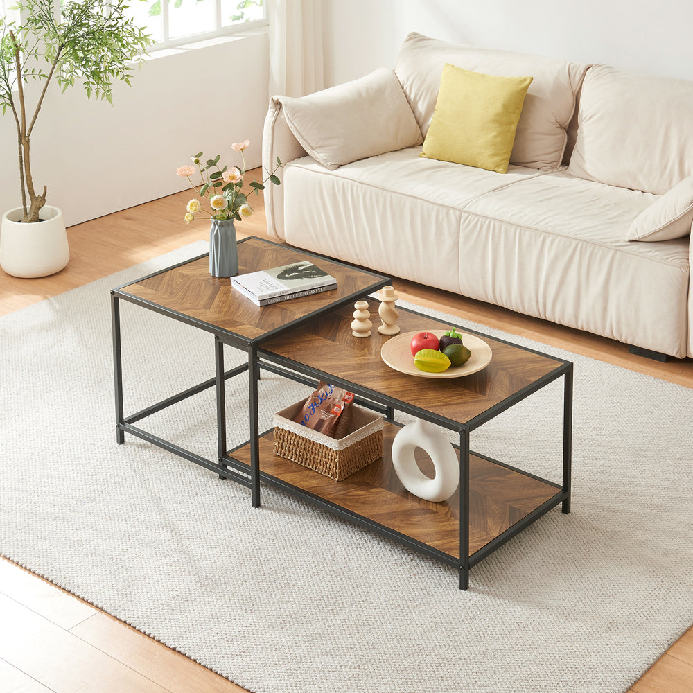 Satztisch Kurghore 2 - tlg. Schwarz/Eichenoptik, dunkel [en.casa] - premiumXL