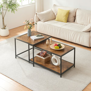 Satztisch Kurghore 2-tlg. Schwarz/Eichenoptik, dunkel [en.casa]