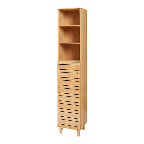 Hochschrank Epind 180x33x30 cm Bambus [en.casa]