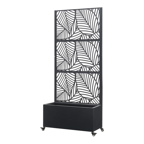 Trennwand Surnskoki mit Blumenkasten Stahl Schwarz [casa.pro]