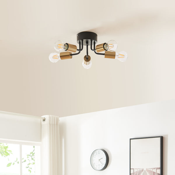 Deckenleuchte Barrow Schwarz/Gold [lux.pro]