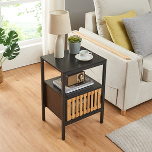 Nachttisch Luniehti 58x40x33 cm Schwarz/Natur [en.casa]