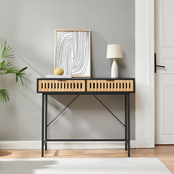 Konsolentisch Luniehti 100x40x75 cm Schwarz/Natur [en.casa]