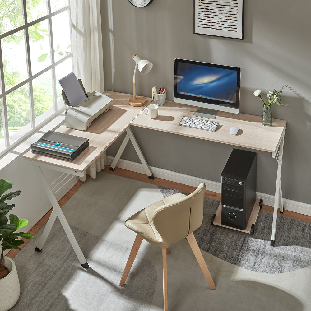 Schreibtisch Tarielarg mit PC - Ständer L - förmig 158x120x75 cm Eicheoptik [en.casa] - premiumXL