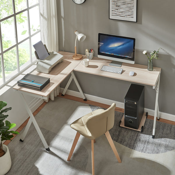 Schreibtisch Tarielarg mit PC-Ständer L-förmig 158x120x75 cm Eicheoptik [en.casa]