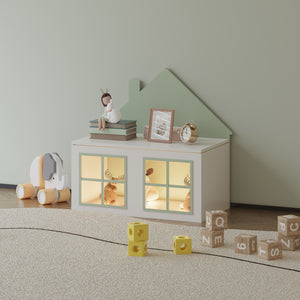 Spielzeugkiste Vipsali 56x60x33 cm Mintgrün/Weiß [en.casa]