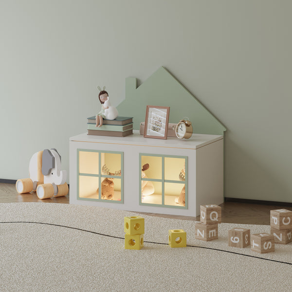 Spielzeugkiste Vipsali 56x60x33 cm Mintgrün/Weiß [en.casa]