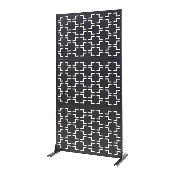 Indoor Trennwand Aaskis Stahl 200x100x50 cm Schwarz [casa.pro]