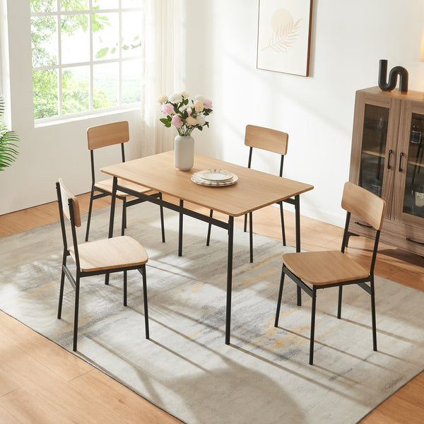 Essgruppe Pollenev 5-tlg. Schwarz/Eicheoptik [en.casa]