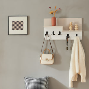 Wandgarderobe Botaruvn mit 2 Ablagen 34x59x13 cm Beige/Weiß [en.casa]