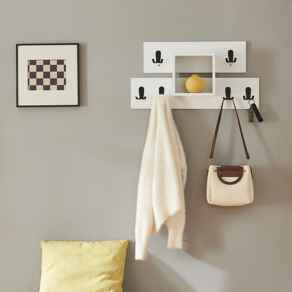 Wandgarderobe Vänd mit Ablagefach 32x60x14 cm Weiß [en.casa]