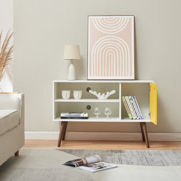 Fernsehschrank Vare 100x40x66 cm Weiß/Gelb [en.casa]