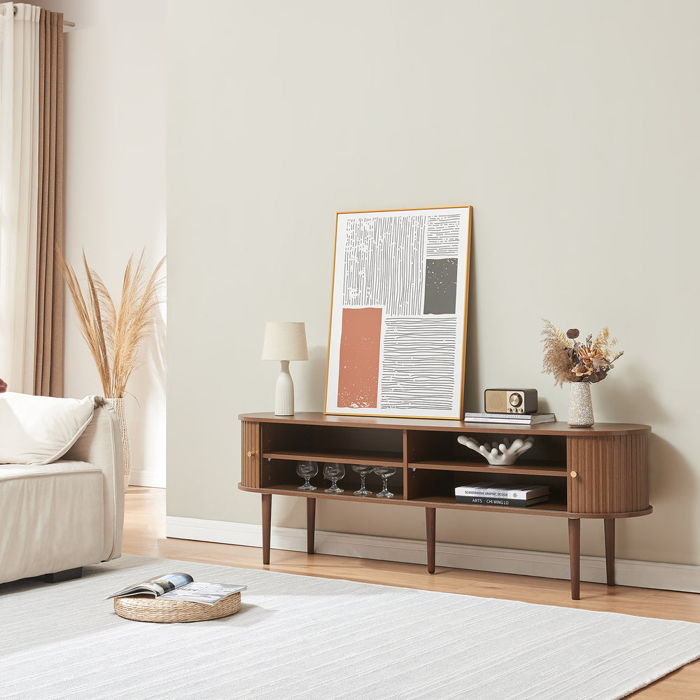 Fernsehschrank Mapia 166x40x55 cm Walnussoptik [en.casa]