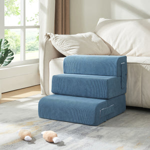 Haustiertreppe Joelerhatra 4-tlg. 45x50x45 cm Cord Blau [en.casa]