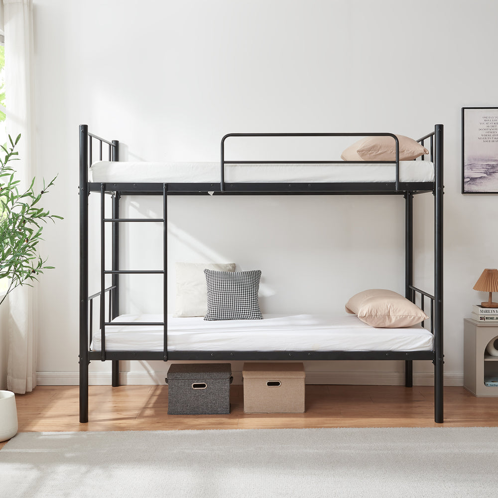 Metall-Etagenbett Berimma 90x200 cm Schwarz [en.casa]