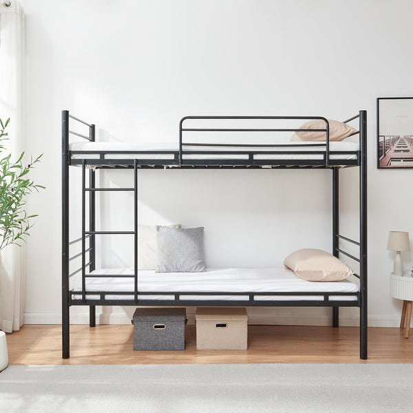 Metall-Etagenbett Bevapis 90x200 cm Schwarz [en.casa]