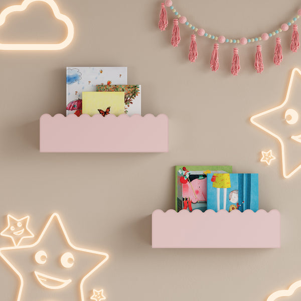 Kinder-Wandregal 2er Set Vestnes 40x10x10 cm Cotton Candy [en.casa]