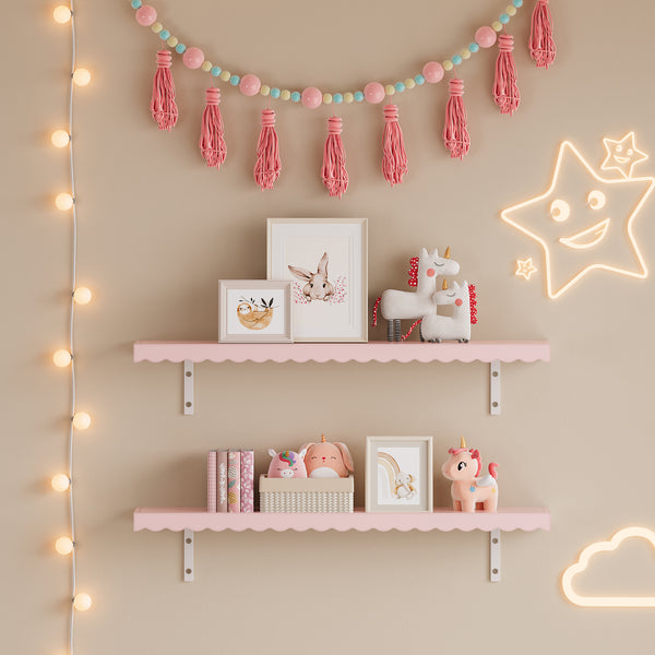 Kinder-Wandregal 2er Set Vestnes 80x17x4 cm Cotton Candy [en.casa]