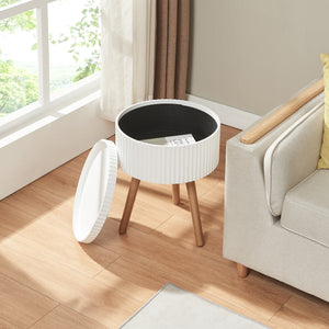 Beistelltisch Bongard mit Stauraum Ø38x48 cm Weiß [en.casa]