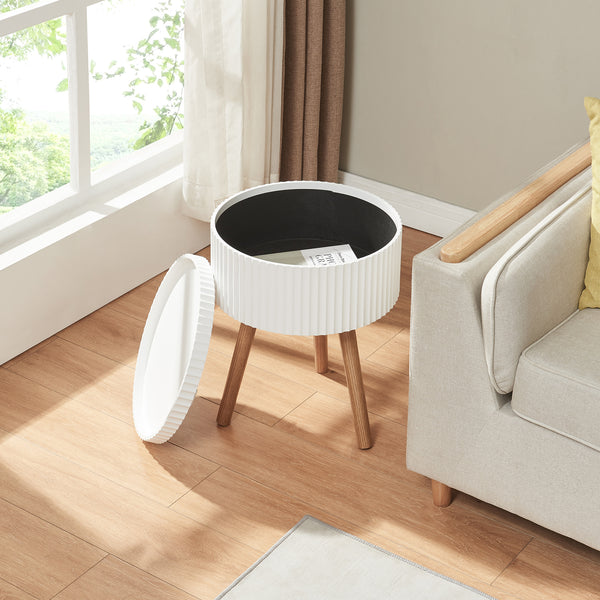 Beistelltisch Bongard mit Stauraum Ø38x48 cm Weiß [en.casa]