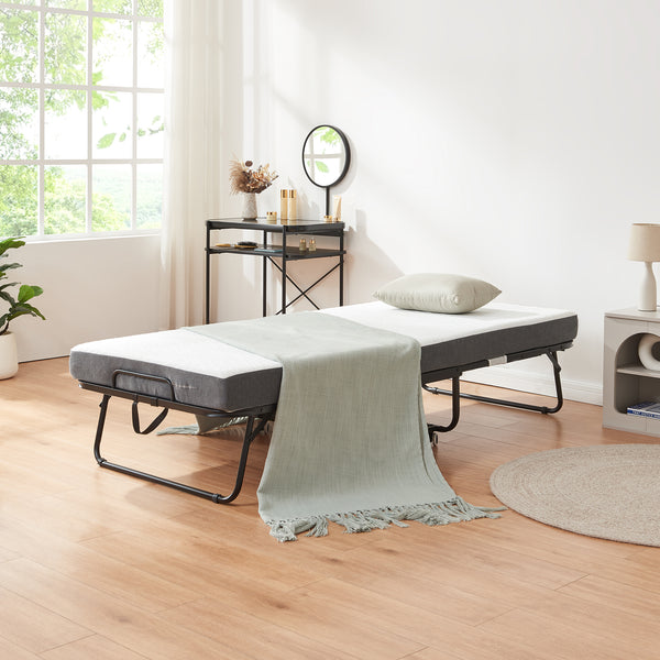 Metall-Klappbett Borjavle mit Matratze 200x90cm Schwarz [en.casa]