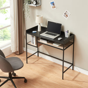 Schreibtisch Belana 100x43x82 cm Schwarz/Eicheoptik [en.casa]