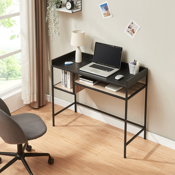 Schreibtisch Belana 100x43x82 cm Schwarz/Eicheoptik [en.casa]