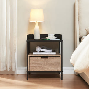 Nachttisch Belana 51x40x35 cm Schwarz/Eicheoptik [en.casa]