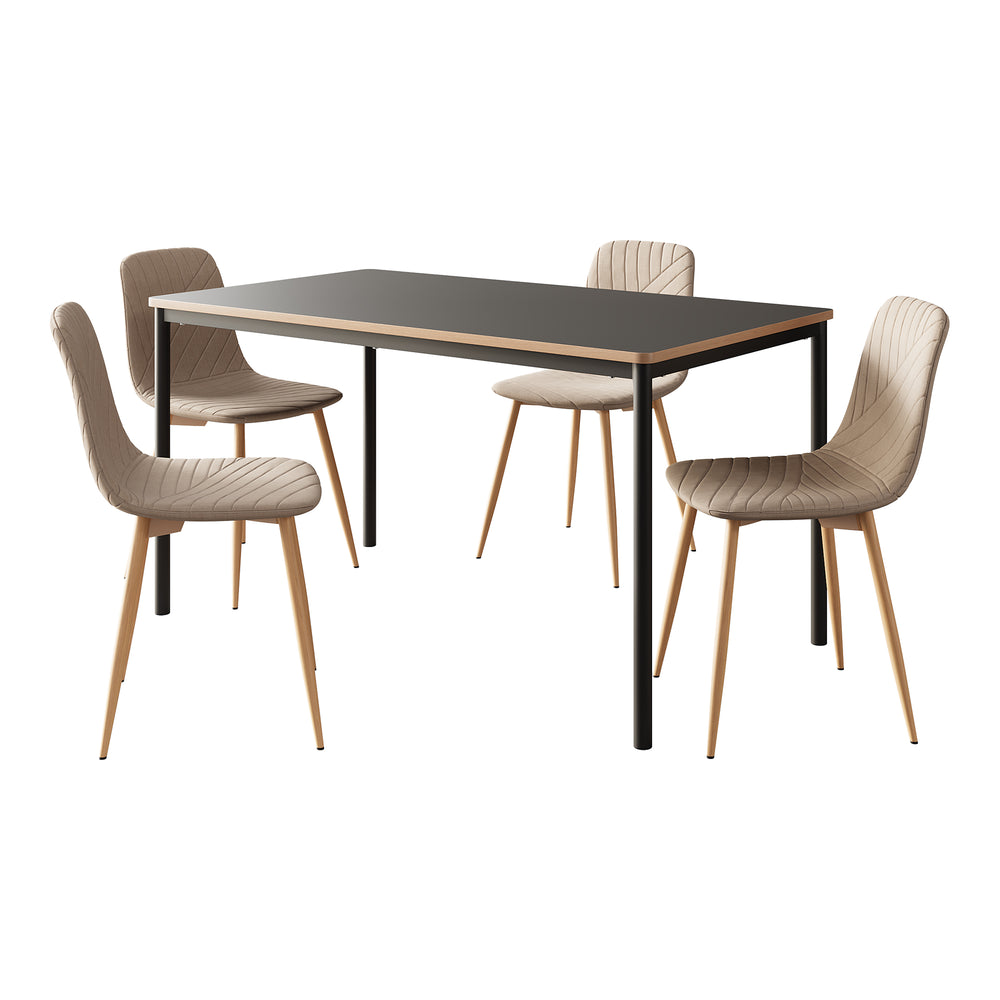 Essgruppe Lindesberg 5-tlg. rechteckige Tischplatte Grau/Hellbraun [en.casa]