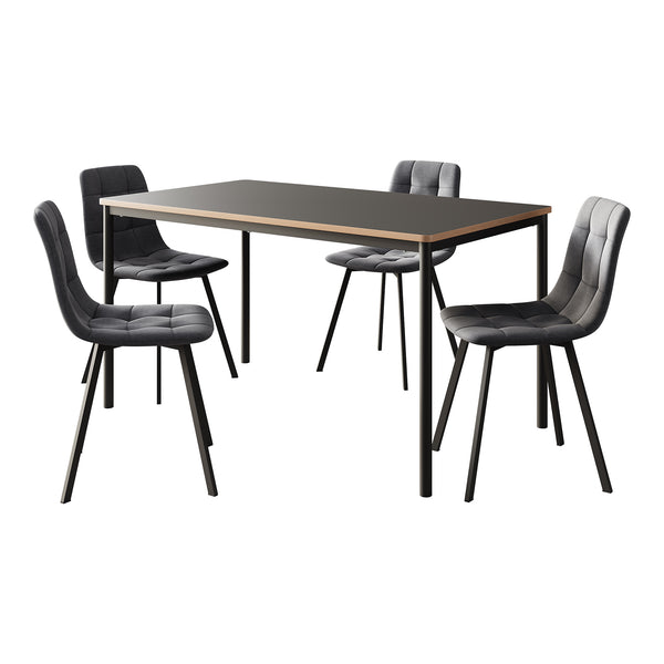 Essgruppe Lindesberg 5-teilig Dunkelgrau [en.casa]
