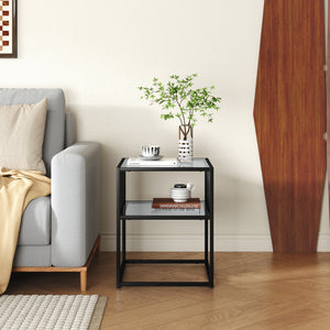 Beistelltisch Tronevn mit Glasplatte 50x40x40 cm Schwarz [en.casa]