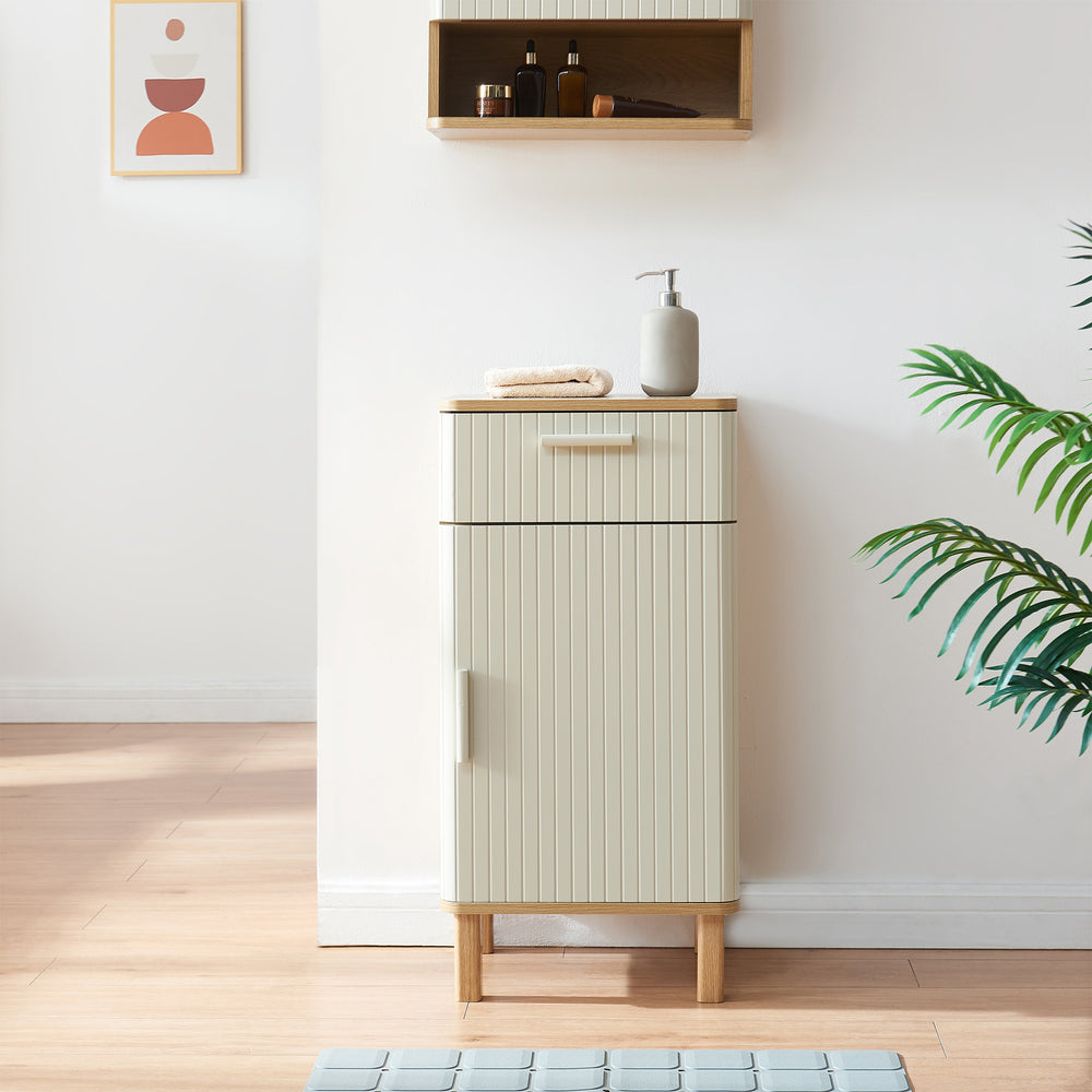 Badezimmerschrank Ferrersp 80x40x35 cm Eicheoptik/Sandfarben [en.casa]