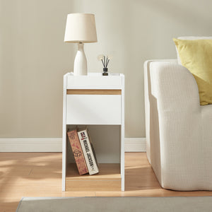 Nachttisch Lure 55x30x35 cm Weiß/Eicheoptik [en.casa]