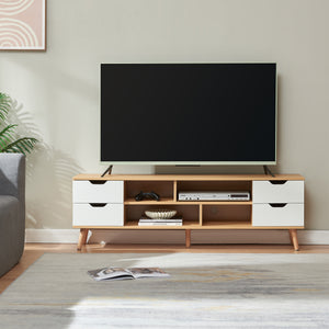 Fernsehschrank Bordkak 140x30x45 cm Eicheoptik/Weiß [en.casa]