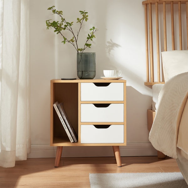 Nachttisch Bordkak 55x48x30 cm Eicheoptik/Weiß [en.casa]